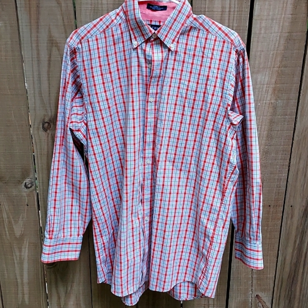 Chaps classic fit. LG. Wrinkle free Grey orange and white long sleeve button up